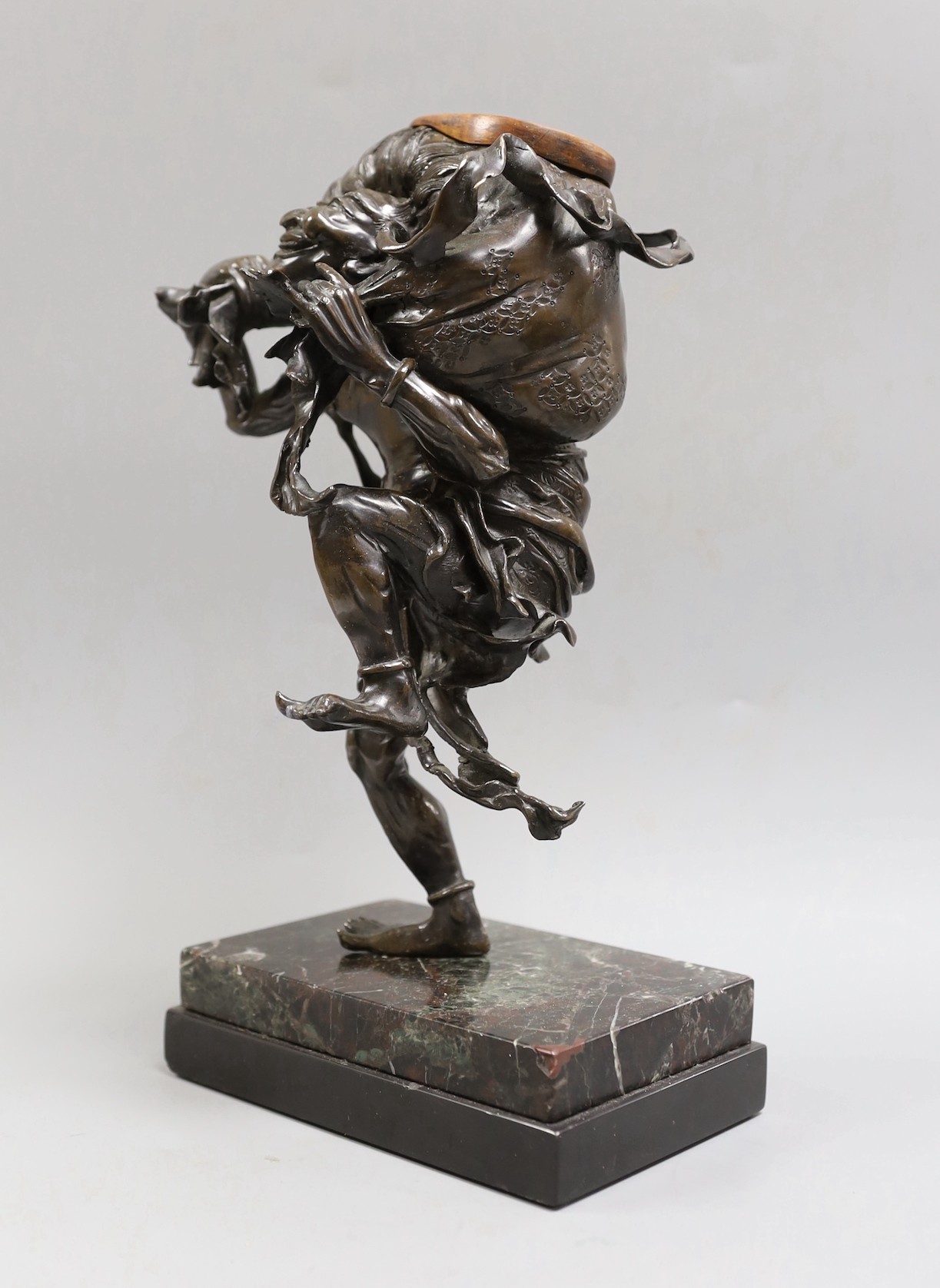 A Meiji period Japanese bronze figural censer, study of a demon, 31cm